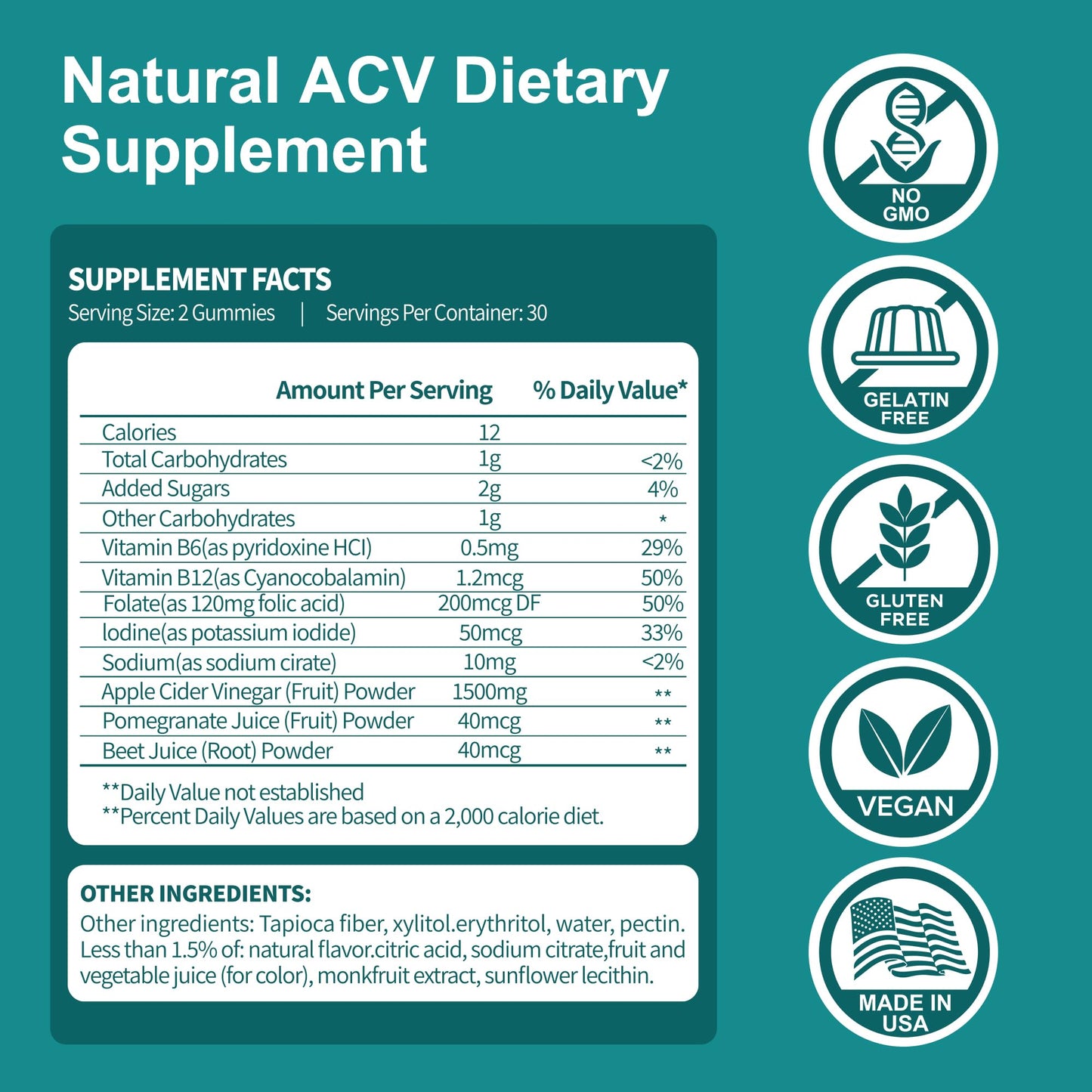 FUJI ORCHARD Keto ACV Gummies for Weight Loss - Delicious 1500MG Apple Cider Vinegar with Mother, Probiotics, Vitamins B6 & B12, Vegan & Non-GMO - Supports Metabolism & Fat Burn for Women, 120 Vegan