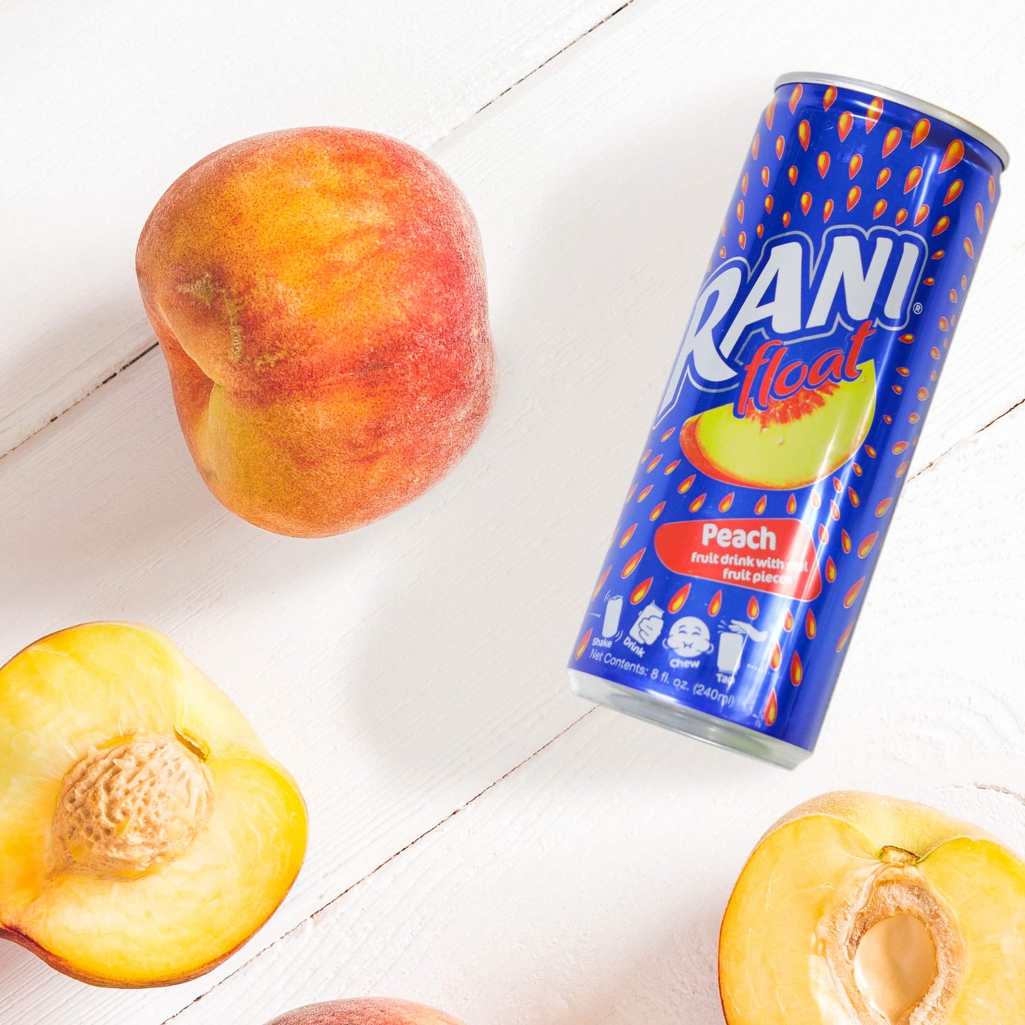 Rani Float Fruit Juice Drink Variety Pack Mango Orange Peach Pineapple Imported from Dubai Made with Real Fruit Pieces Low Sugar 8 oz Pack of 24