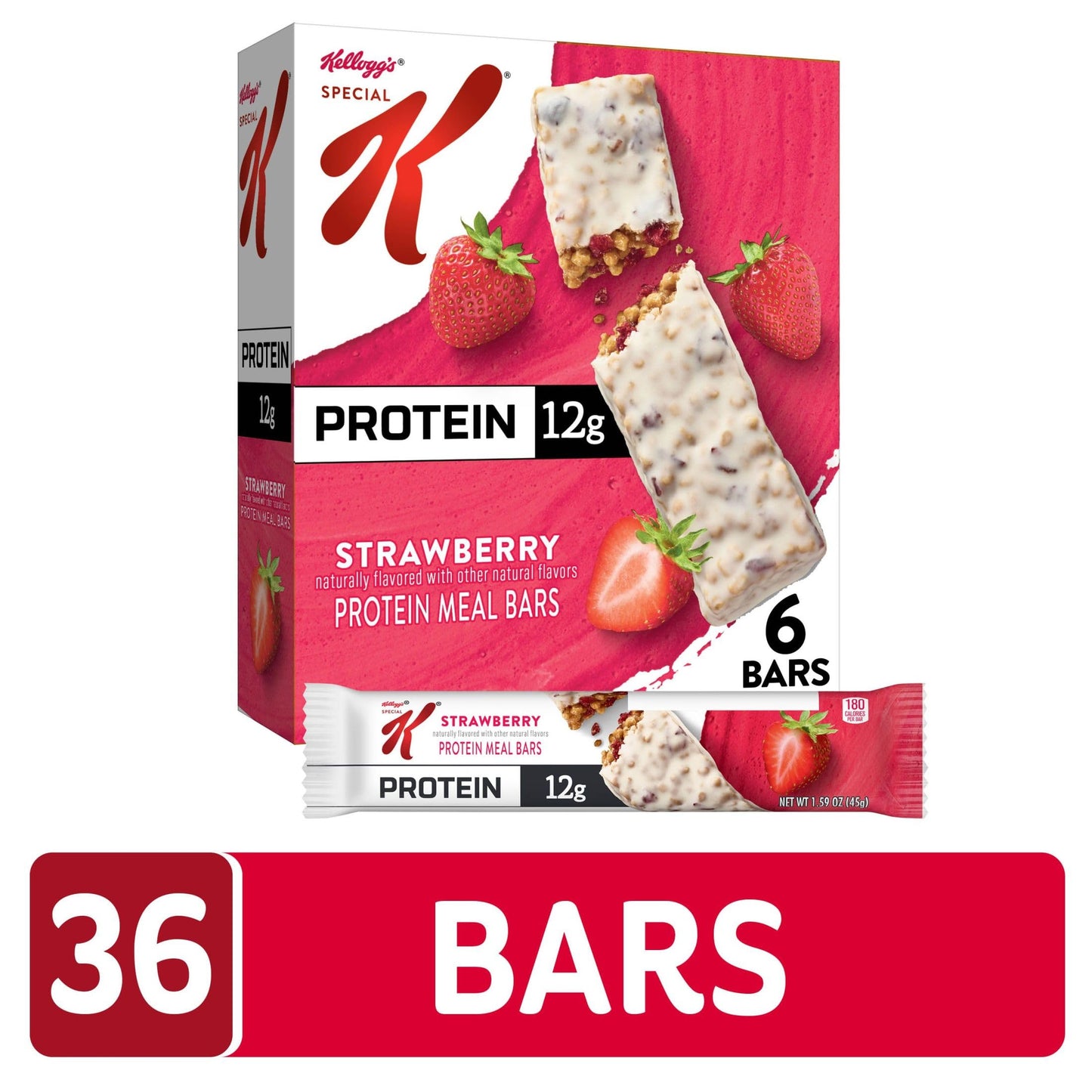 Special K Protein Meal Bars 12g of Protein Good Source of Fiber Strawberry 6 Boxes 36 Bars