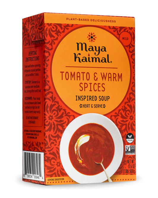 Maya Kaimal Foods Inspired Soup 176oz Pack of 4  Tomato Soup wMild Warm Spices  Heat and Eat Meals  Vegan GlutenFree  NonGMO Package Soups Ready to Eat