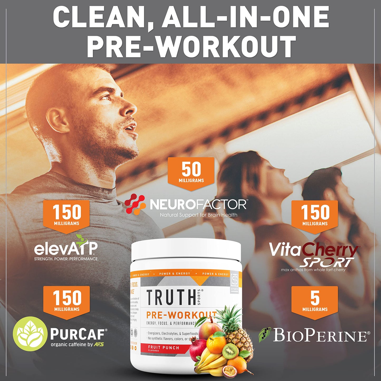 Truth Nutrition Pre Workout Powder - Natural PreWorkout for Men & Women, Vegan BCAA Amino Energy Powder, Keto Friendly - No Artificial Flavors, Sweetners or Dyes (Fruit Punch)
