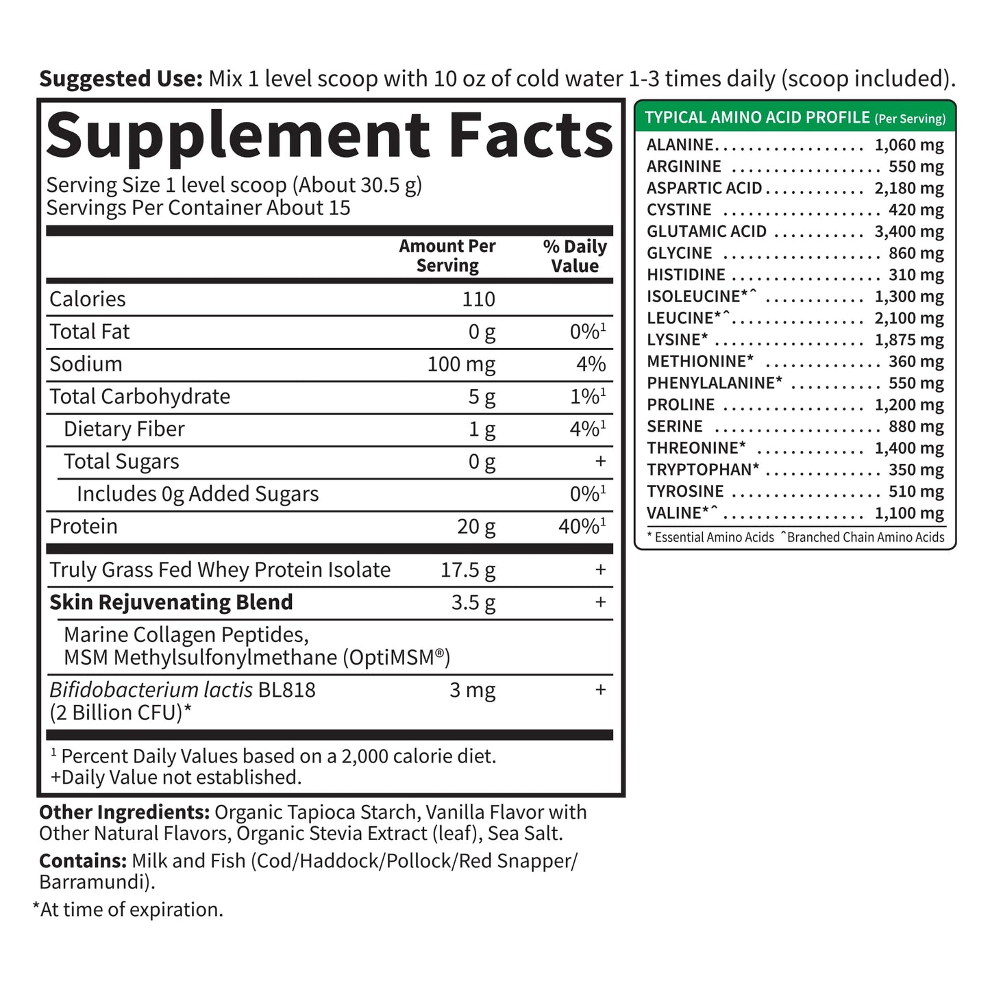 Garden of Life Sport Whey Protein Powder Vanilla Flavor 20g Plus Marine Collagen Peptides & MSM for Women and Men, Optimum Amino Energy, Younger, Healthier Looking Skin - Grass Fed, About 15 Servings