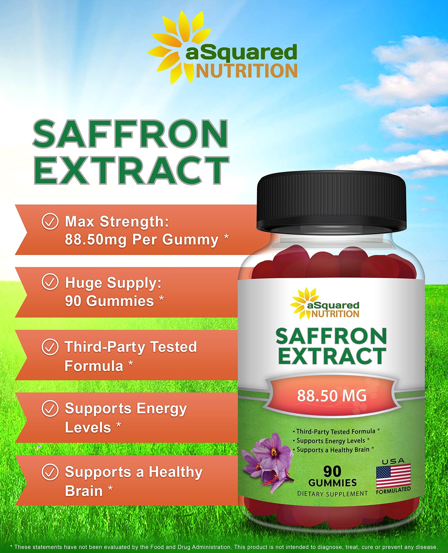Saffron Gummies - Saffron Extract Supplement - Pure Gummy Supplements Alternative to Capsules, Pills, Powder & Tea