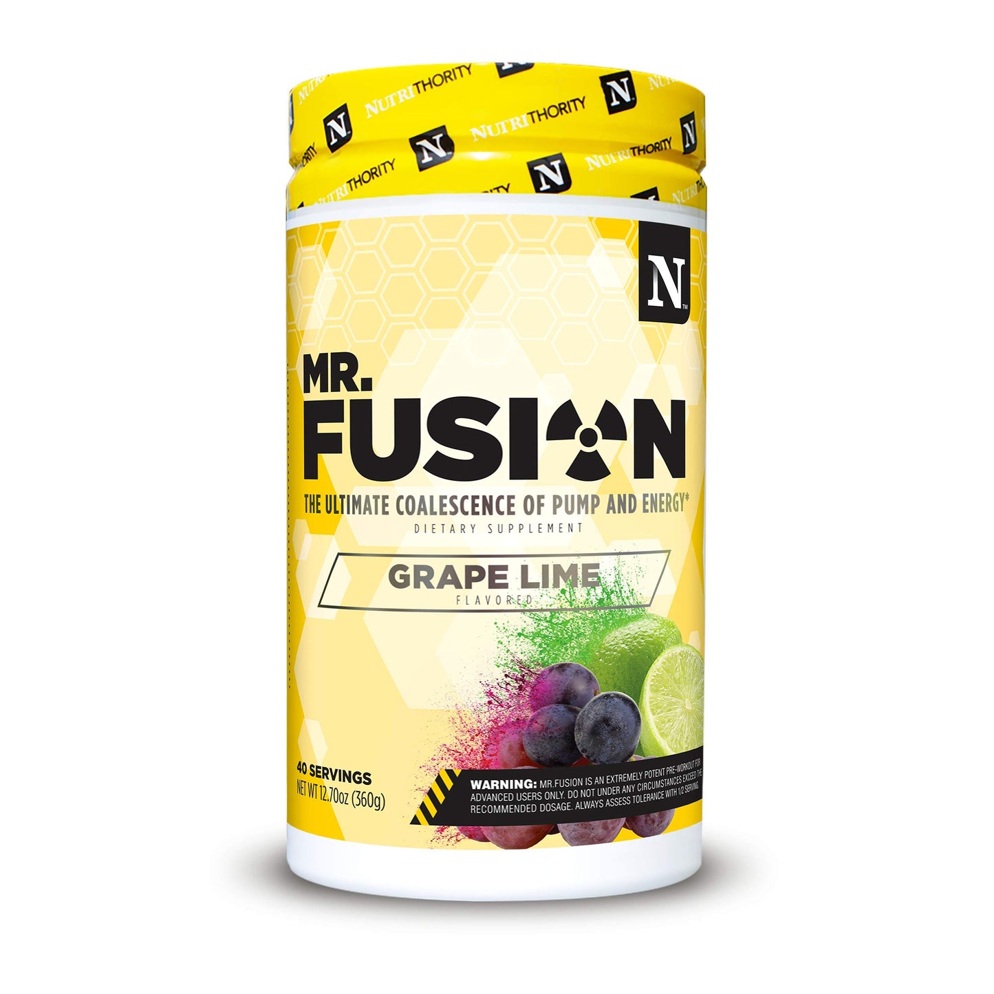 Nutrithority Mr.Fusion Pre Workout Supplement, Grape Lime, 40 Servings - Intense Focus & Pumps, Nitric Oxide Booster, No Crash - Powerful Energy Powder to Increase Strength & Gains