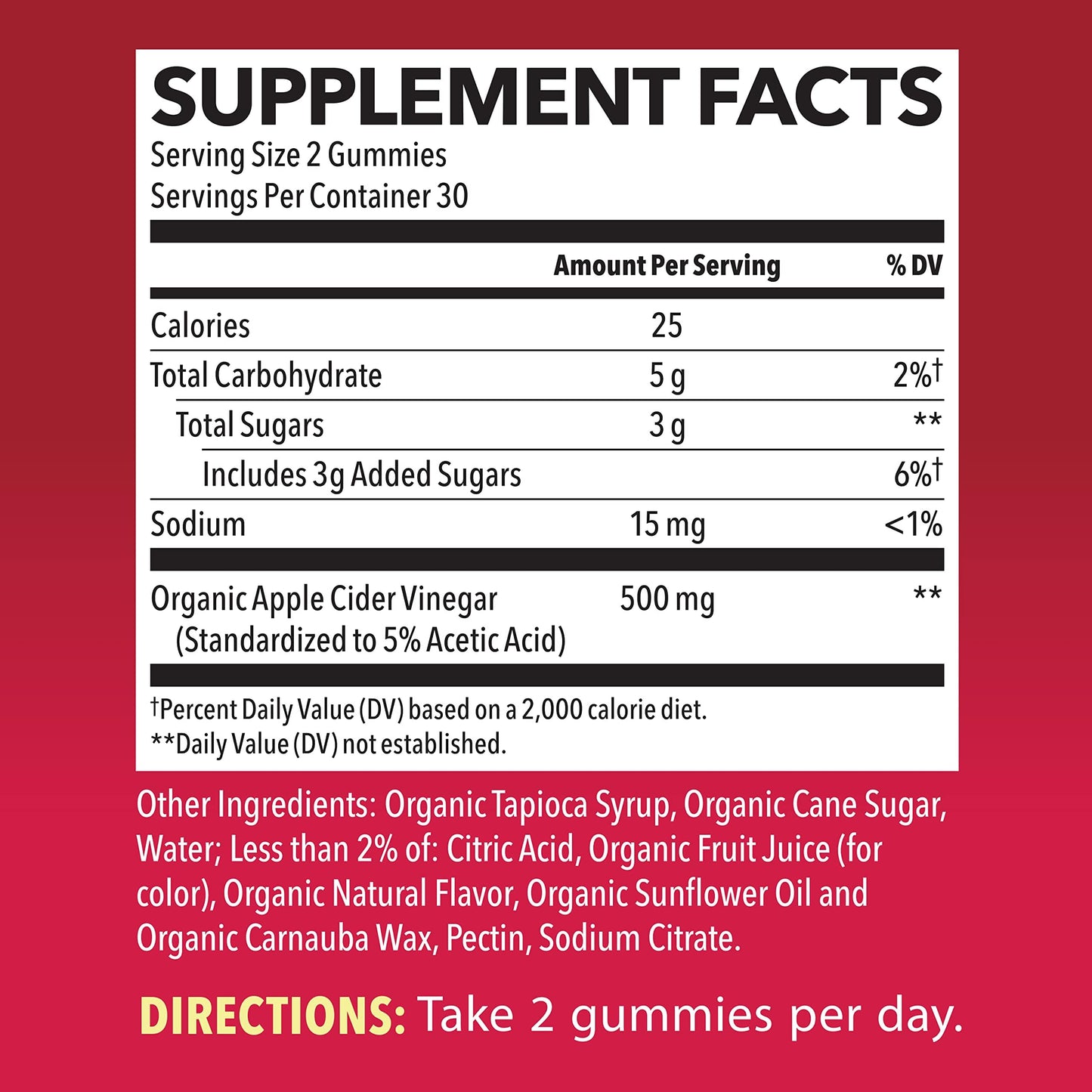 Apple Cider Vinegar Gummies - Organic ACV Vitamins for Digestive Health, Metabolism & Gut Support - 60 Count - Vegan, Non-GMO, Gluten-Free - Delicious Flavor & No Harsh Taste - 1 Month Supply