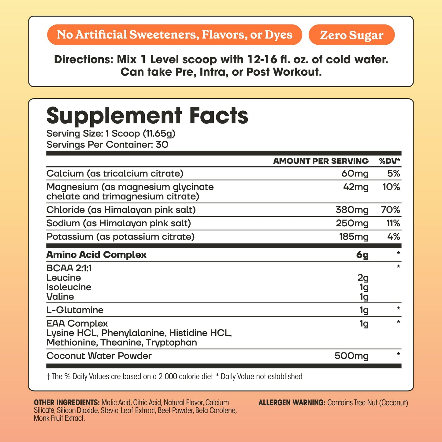 Fit&Lean Amino Hydration, Naturally Sweetened Workout Recovery Drink, 6g Vegan Amino Acids, EAA, BCAA, Glutamine, Electrolytes, Peach Mango, 30 Servings