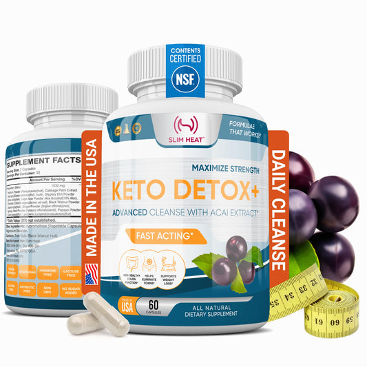 Keto Colon Cleanser Detox for Weight Flush, Advanced Gut Cleanse Detox for Women & Men with Acai Berry Extract, Psyllium Husk, Elm, Aloe & Papays - Relief & Support, Non-GMO Colon Cleanse, 60 Capsules