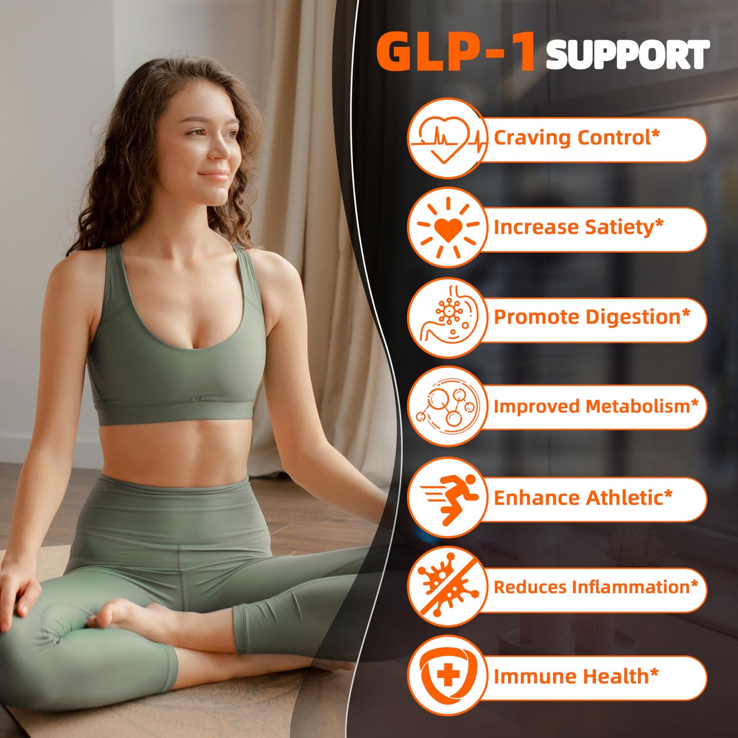 AKSDFM GLP-1 Supplement, GLP Activate Natural Formula, GLP 1 Support for Gut, Digestion, Energy, GLP-1 Levels & Overall Health, Take Before Meal - 60 Capsules