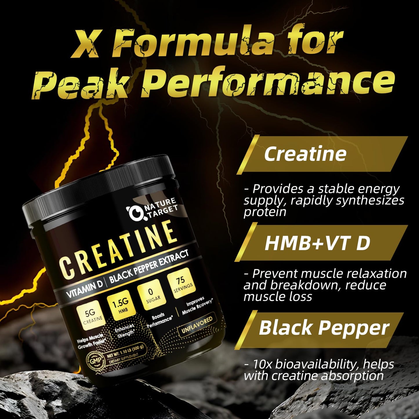 NATURE TARGET Creatine for Adults for Muscle Growth