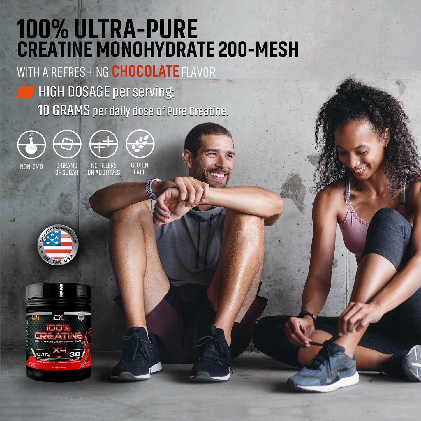 Ultra-Pure Creatine Monohydrate Powder | 100% Micronized Creatine | Build Lean Muscle Mass, Boost Performance, Endurance & Supports Muscle Recovery | No Sugar | 30 Servings (300g, Chocolate)