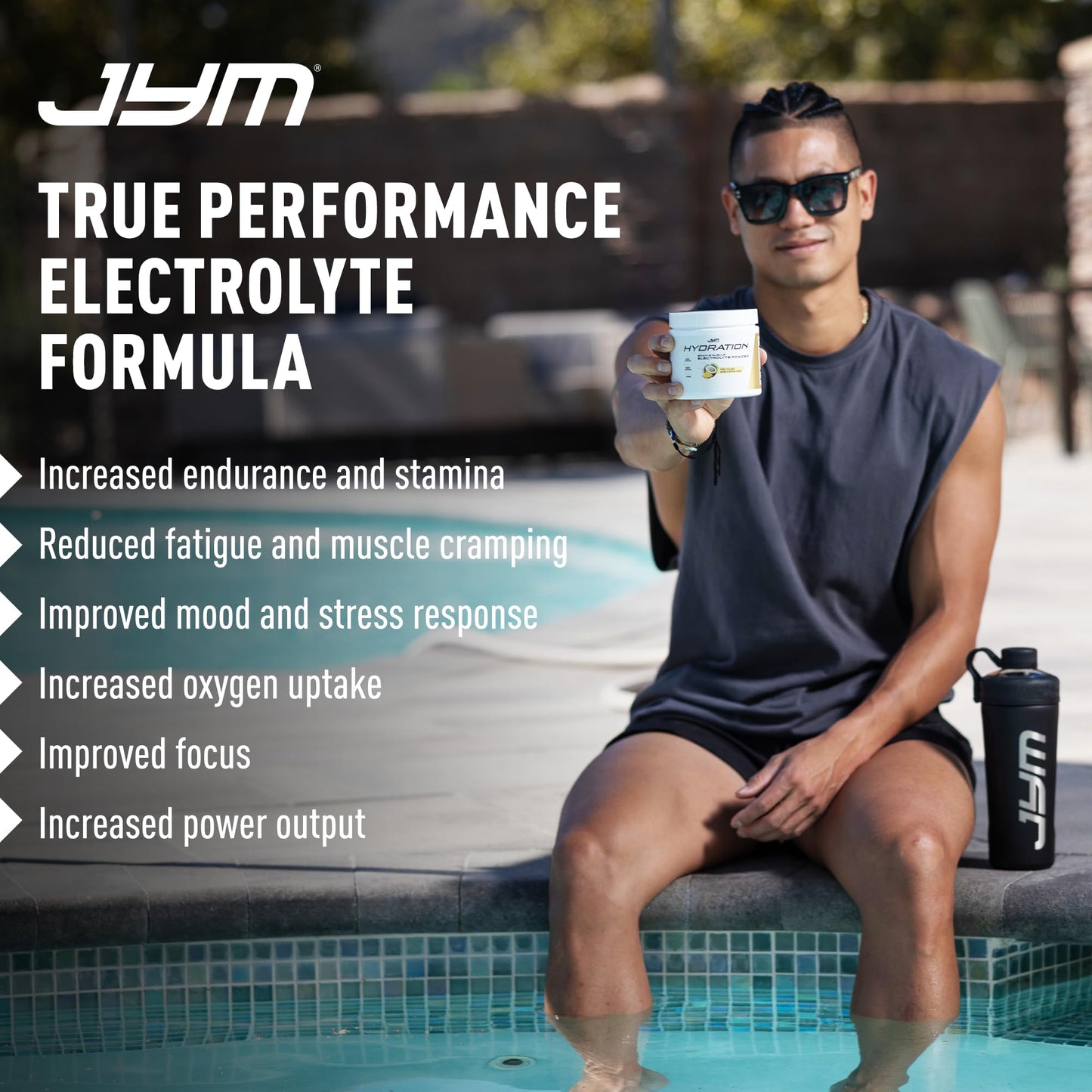 JYM Hydration Pina Colada Powder, Performance Electrolytes, Potassium, Sodium, Magnesium, for Men & Women, Theanine, Ashwaghanda, Theanine, 40 Servings