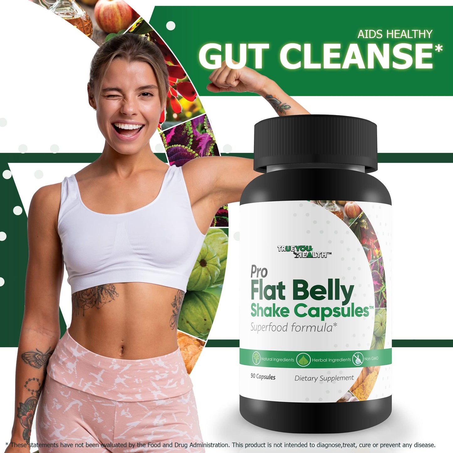 Pro Flat Belly Shake Capsules - Gut Cleanse to Help Reduce Bloating - Body Cleanse & Digestive Cleanse - Support Overall Health with Cleansing - Help Clear Waste & Toxins with Cleanse Supplements
