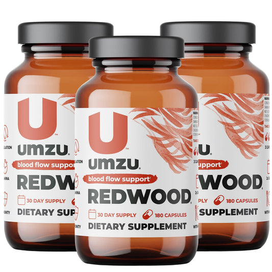 UMZU Redwood Nitric Oxide Booster & Blood Circulation Supplement, 3 Bottles (90 Day Supply | 540 Capsules)