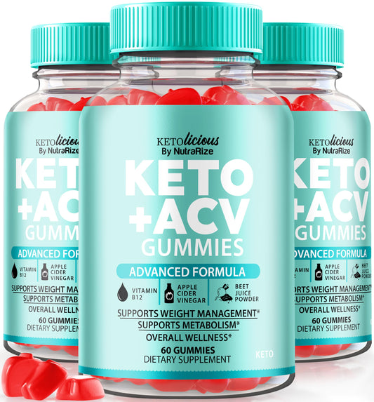 NutraRize (Pack of 3 Ketolicious ACV Gummies, All Natural Apple Cider Vinegar, Premium Keto+ACV Formula, Gomitas Reviews (180 Gummies)