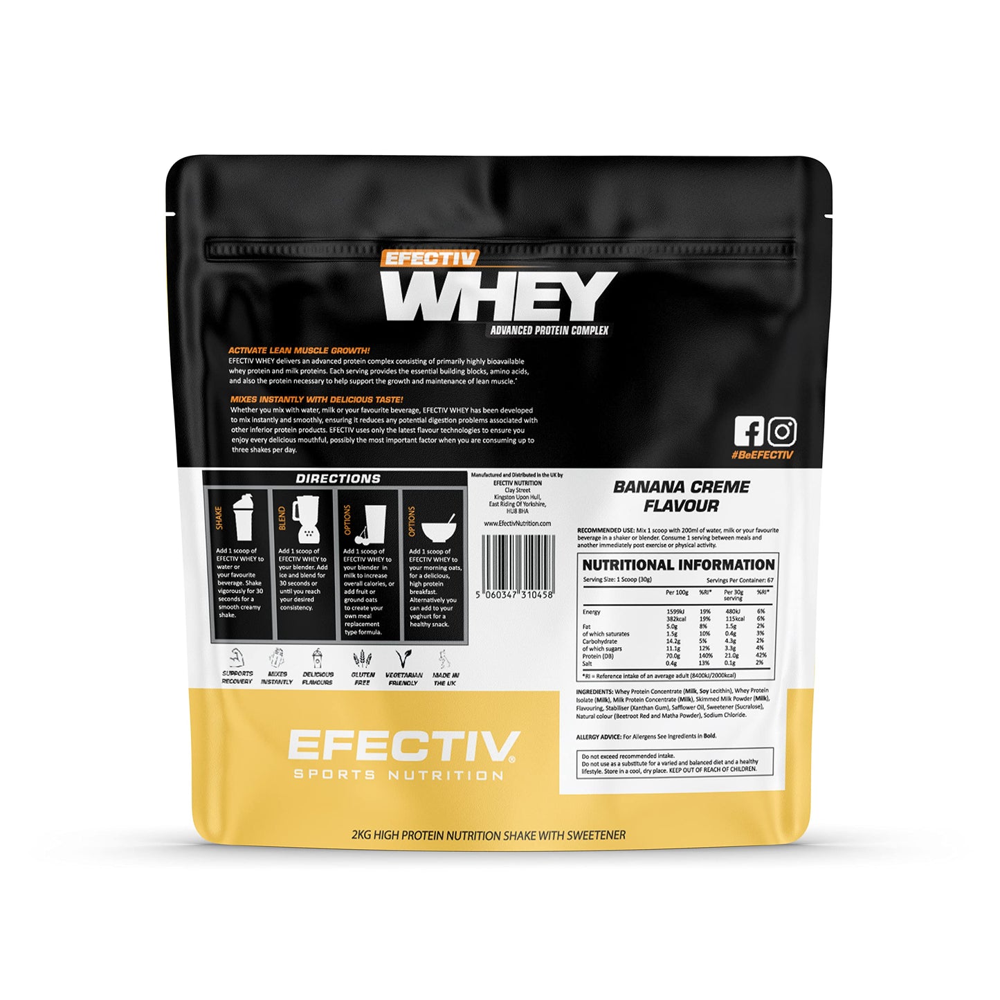 Efectiv Sports Nutrition 2Kg Banana Creme Whey Shake by Efectiv Sports Nutrition