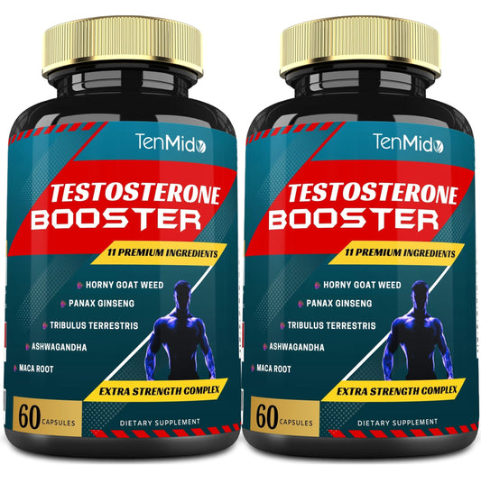 Tenmido 2 Packs of 60caps Testosterone Supplements Booster for Men - Natural Stamina, Endurance & Strength Supplement - Muscle Building Growth, Increasing Performance, Energy