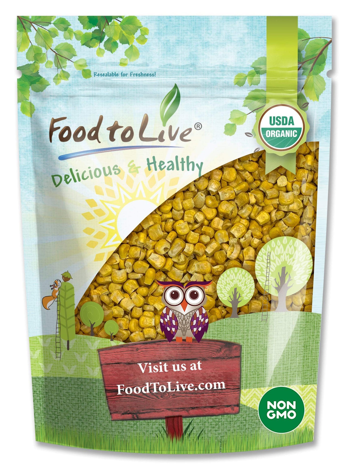 Food to Live Organic Super Sweet Corn 8 Ounces  FreezeDried Kernels NonGMO Kosher Healthy Snack Bulk Grown in the USA