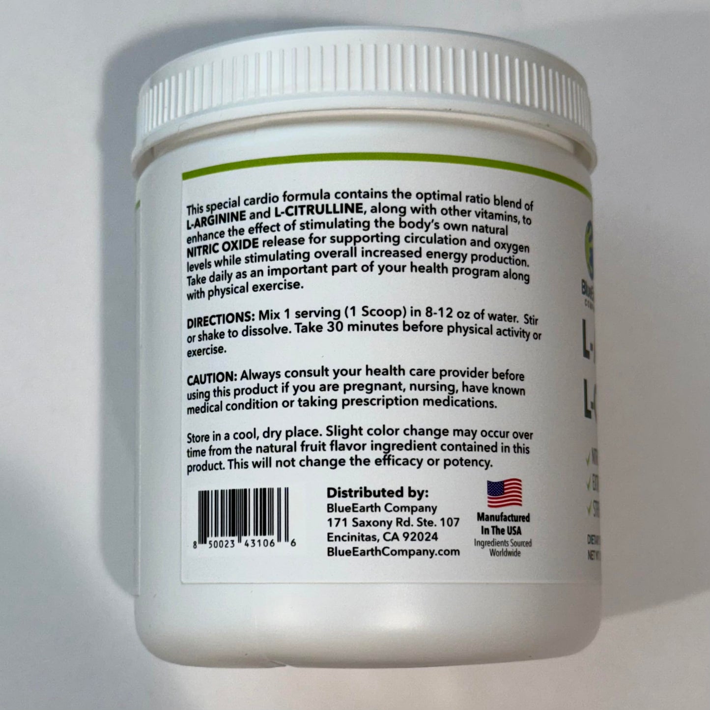 BlueEarth Company L-Arginine 5000mg + L-Citrulline Complex Powder Supplement Drink Mix - Nitric Oxide Booster for Heart Health, Blood Flow & Energy - 30 Servings (Strawberry Banana)