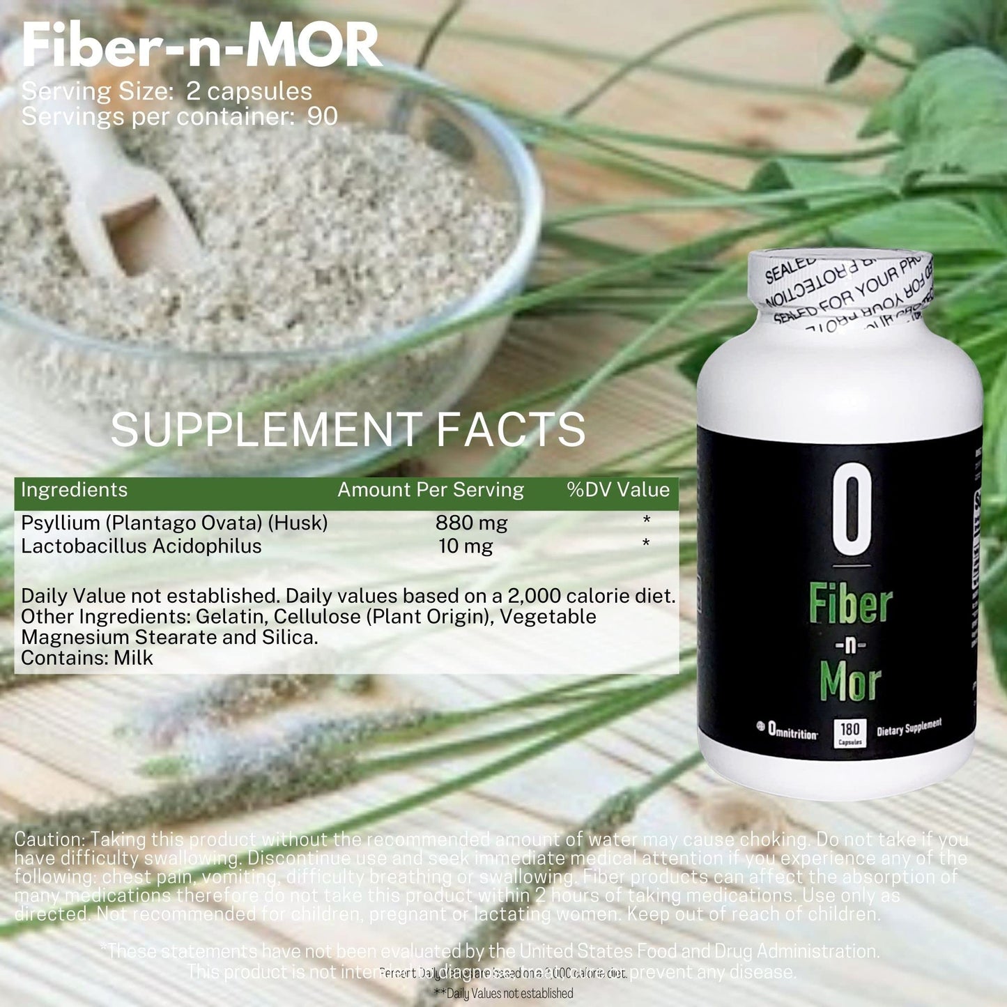 24/7 Digestive Support, Authentic Omnitrition (Bundle) Includes: Fiber~n~Mor - 180 Capsules, Omni Pro (Probiotic Supplement) 90 Capsules