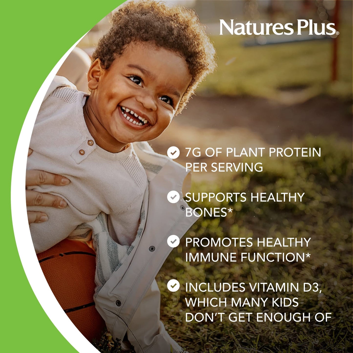 Natures Plus SPIRU-TEIN Junior, Chocolate - 1 lb - Plant-Based Protein Powder Shake for Kids - Gluten Free & Vegetarian - 15 Servings