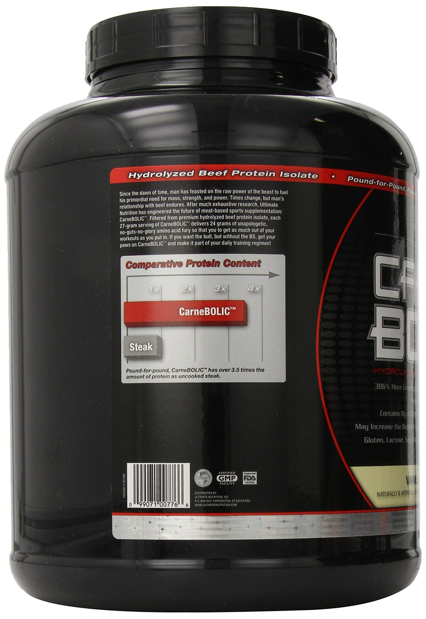 Ultimate Nutrition Carne Bolic Beef Protein Powder, Lactose Free Protein Shakes, Paleo and Keto Friendly with No Sugar or Carb, Low Calorie Isolate Powder, Hydrolized Protein, 60 Servings, Vanilla