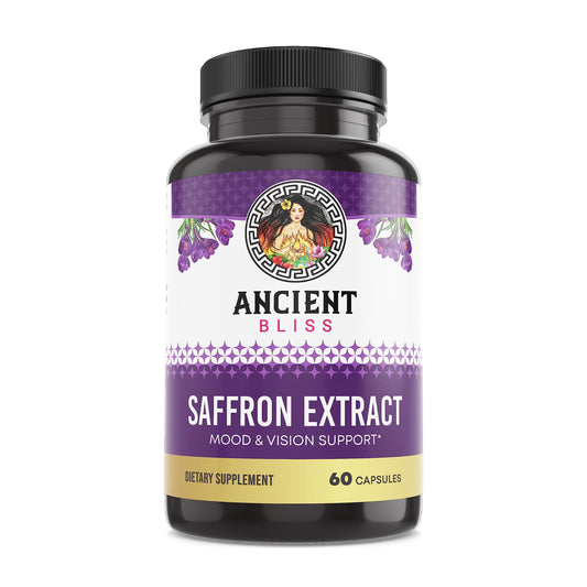 Ancient Bliss Saffron Extract Capsules Mood & Eye Support Supplement, Saffron Extract Appetite Suppressant Weight Management for Women & Men (60 Capsules)