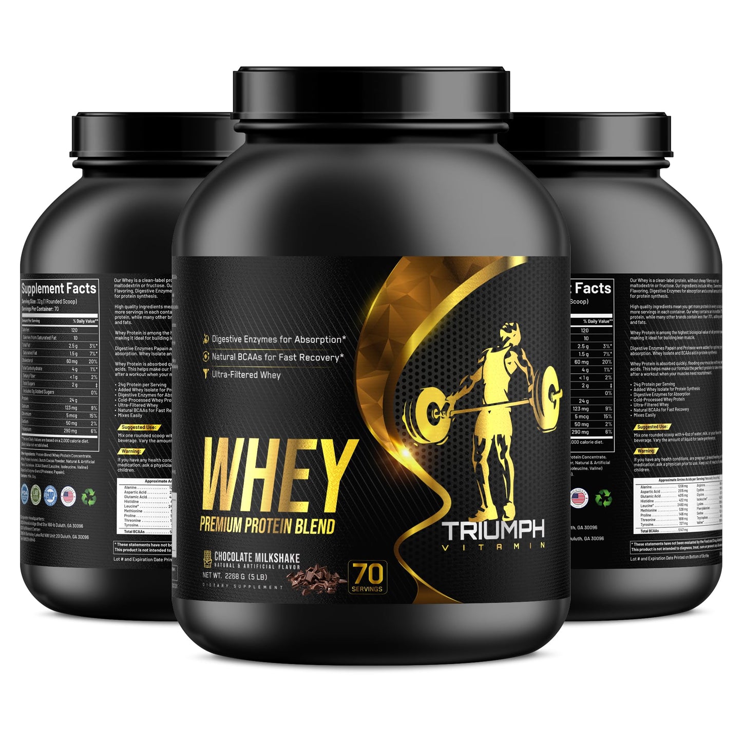 TRIUMPH VITAMIN 5lb Whey Protein Chocolate - 70 Servings