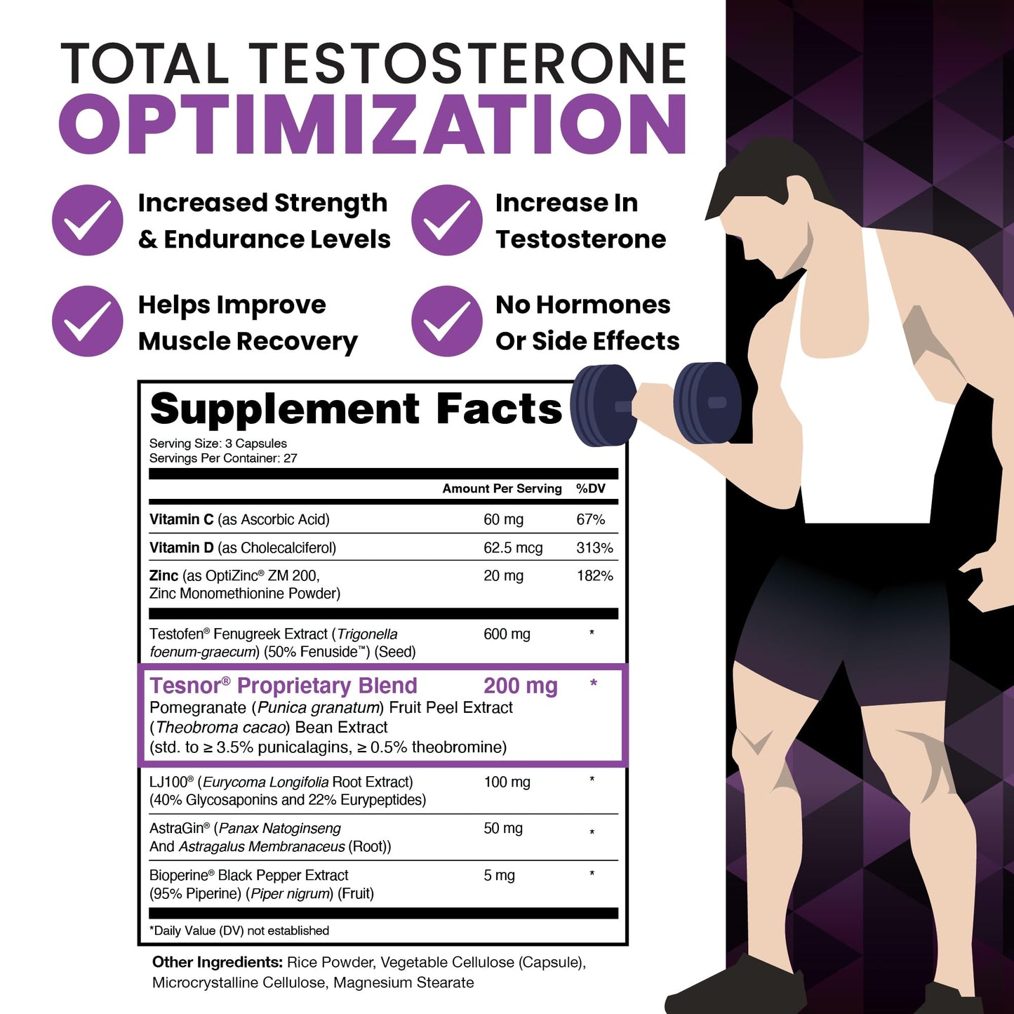 HPN T(5) Testosterone Optimization Booster | Natural Testosterone Supplement with Testofen | Increase Endurance & Energy | Improve Ability to Build Muscle with LJ100 | Vegan Friendly | 81 Capsules