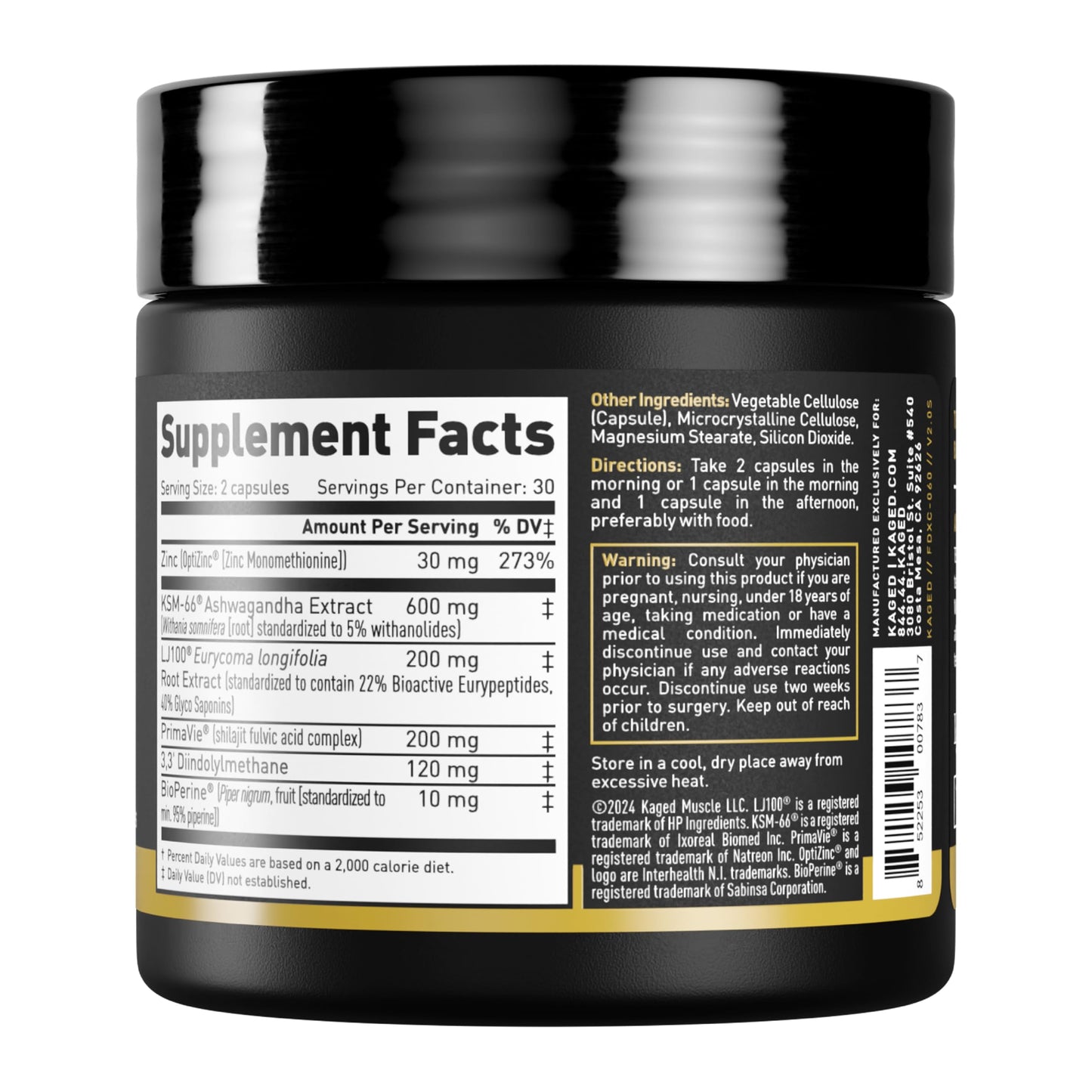 Kaged Testosterone Booster Ferodrox Ultra-Premium Hormone Management Supplement with LJ100 Tongkat Ali KSM-66 Ashwagandha Shilajit 60 Servings