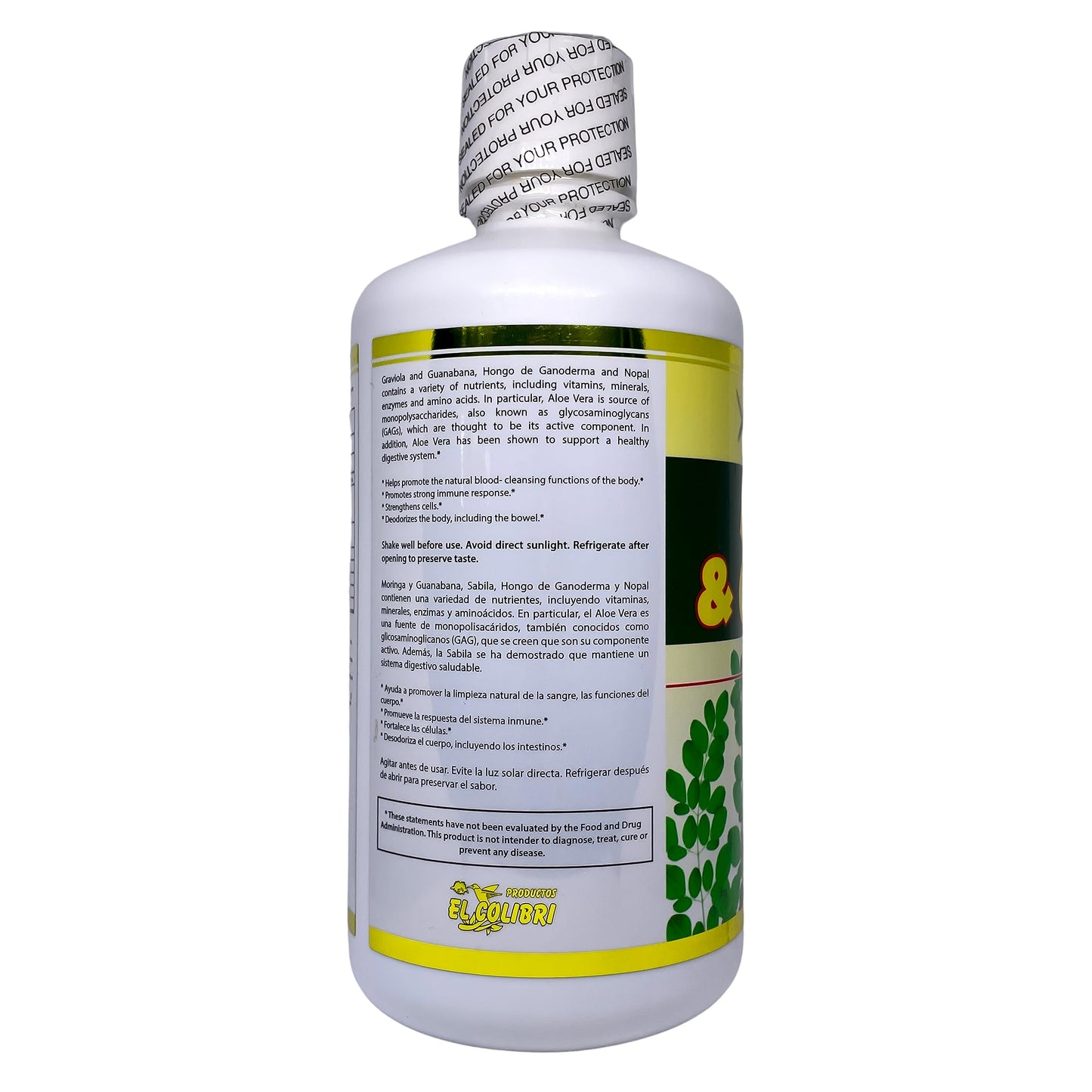 Productos El Colibri Moringa and Guanabana Liquid Dietary Supplement 32 floz