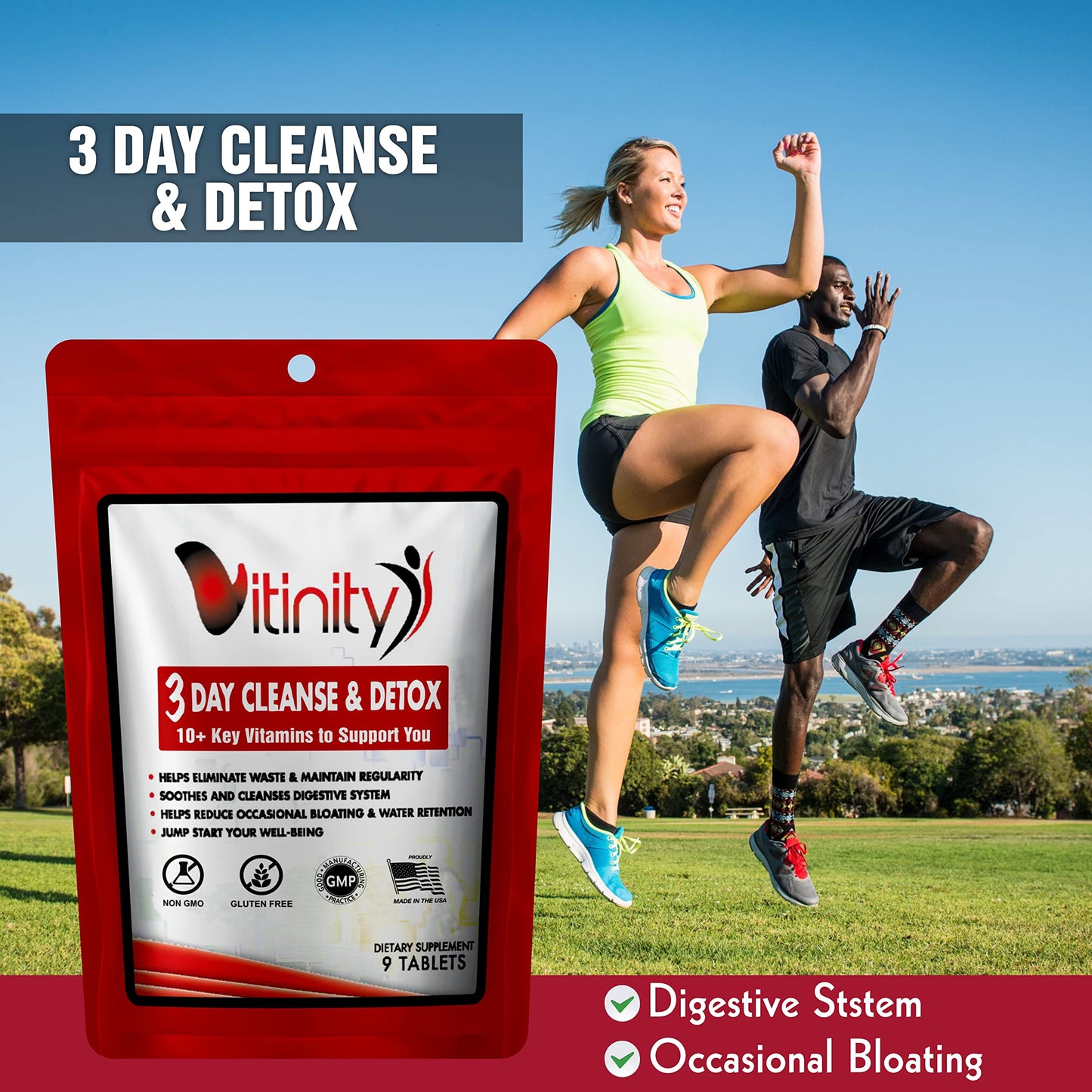 VITINITY 3 Day Detox - Natural Whole Body Detox Pills - Colon Cleanse for Digestive Health - Herbal Supplement for Weight, Bloating, & Constipation Relief - Apple Cider Vinegar & Cayenne Pepper (1)