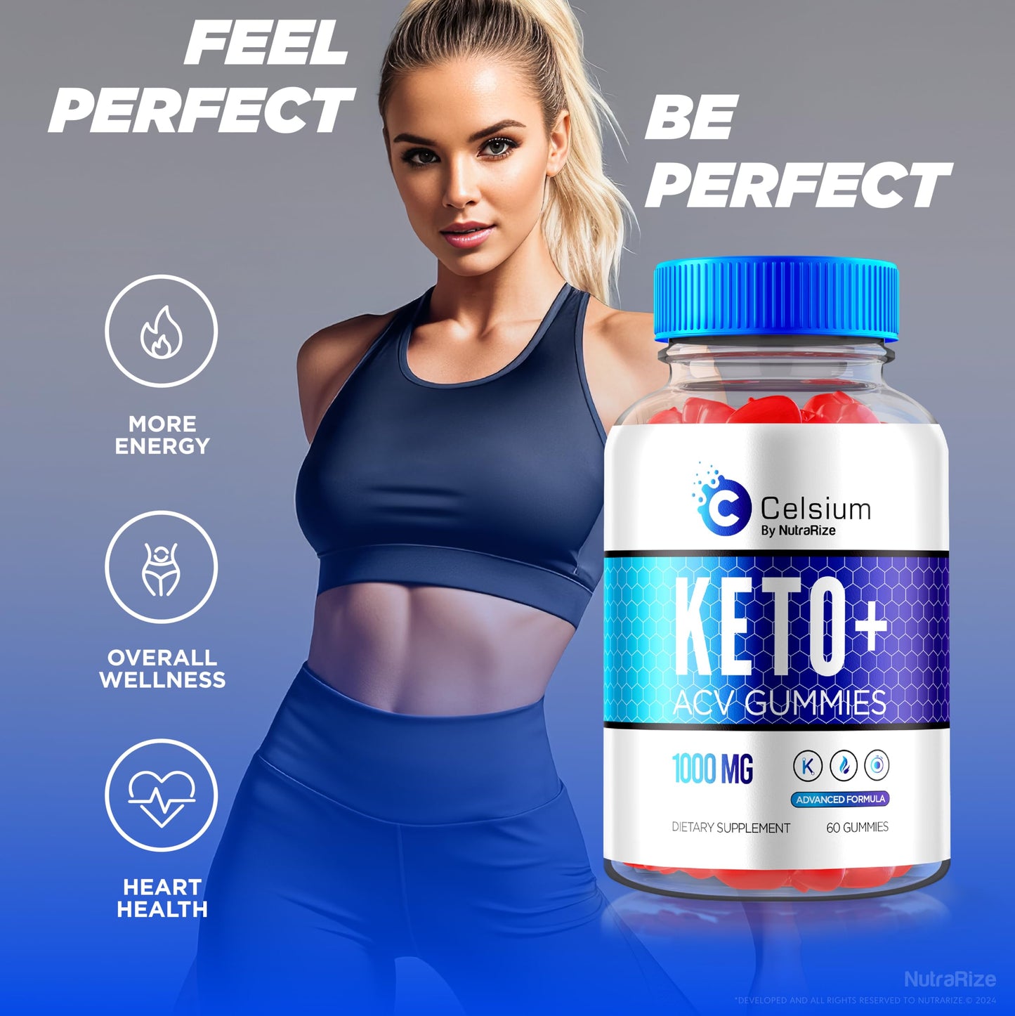 NutraRize (Pack of 3 Celsium Keto+ ACV Gummies 1000MG, Advanced Formula, Apple Cider Vinegar, All-Natural Keto Official, Celsium Dietary Supplement, Reviews (180 Gummies)