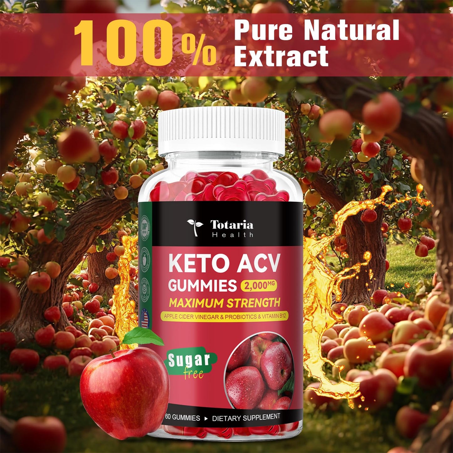 ACV Gummies Keto ACV Gummies Keto Supplements for Men & Woman 60 Gummies