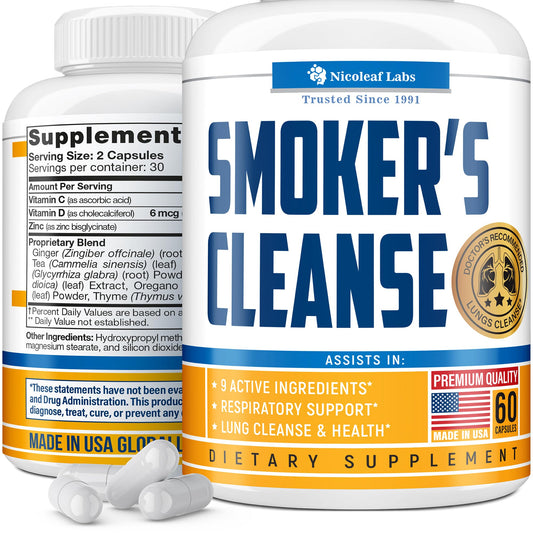 Smoker's Cleanse - Quit Smoking Aid & Respiratory Support - Made in USA - Lung Cleanse and Detox for Smokers - Start New Life Today with All-Natural Lung Support Supplement - Vegan-Friendly, 60 Caps