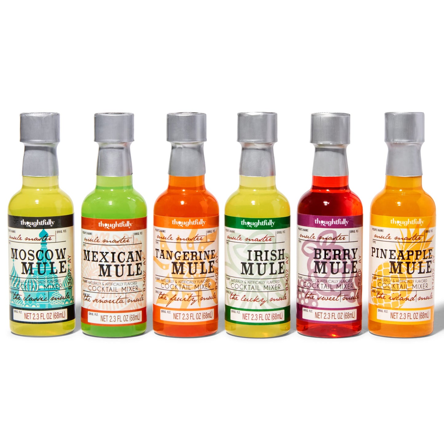 Thoughtfully Cocktails Mule Master Cocktail Mixer Set Vegan and Vegetarian Flavors Include Moscow Berry and more Set of 6 Contains No Alcohol
