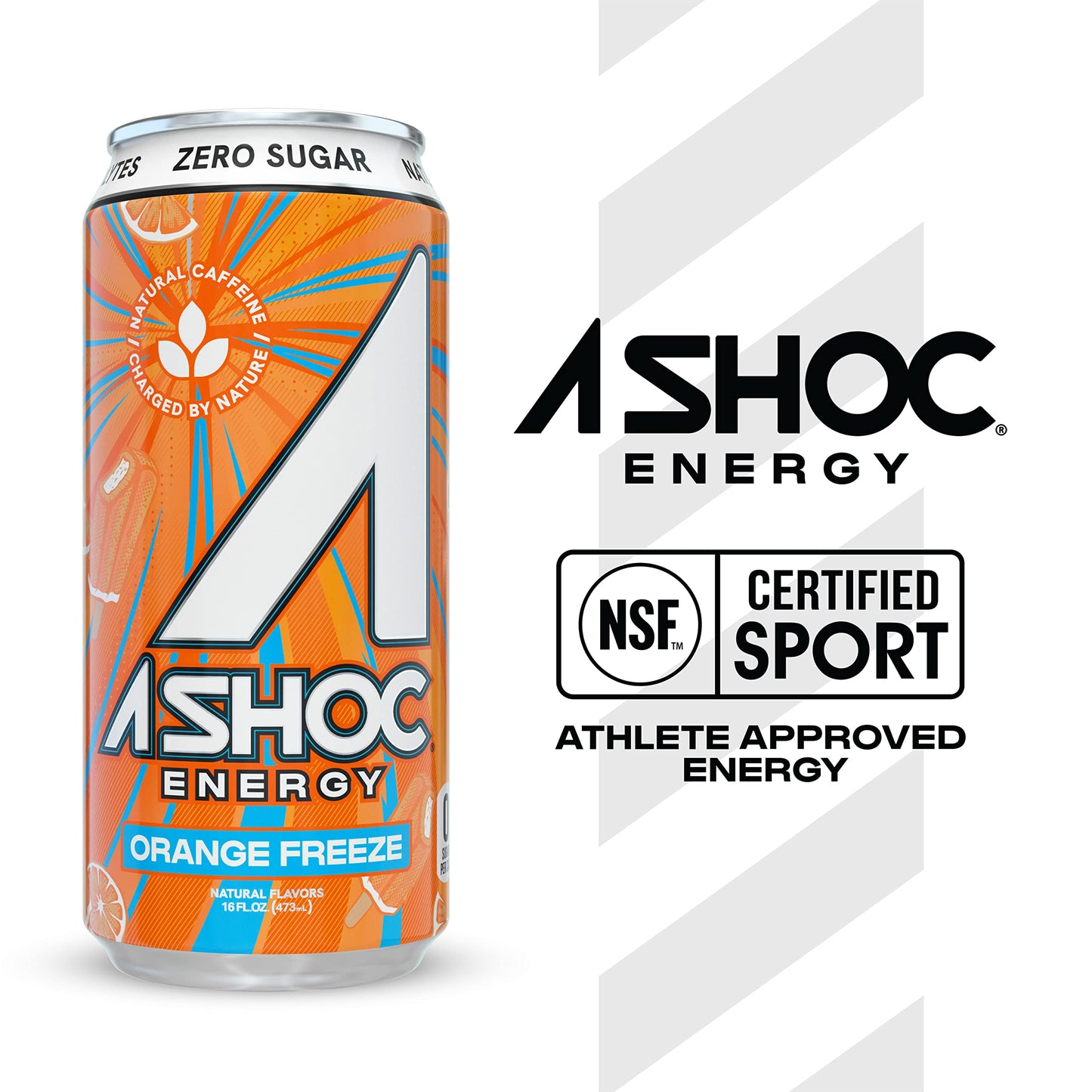 A SHOC Orange Freeze Energy Drink 16 fl oz can Pack of 12