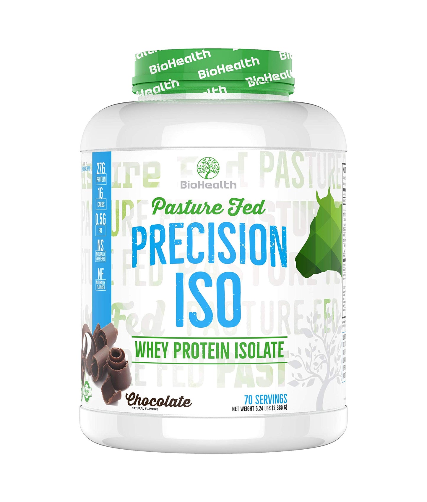 Precision ISO Chocolate (5lb) | 27g Premium Pasture Fed Whey Protein Isolate + Amino Acids | 70 Servings | Zero Sugar | GMO Free