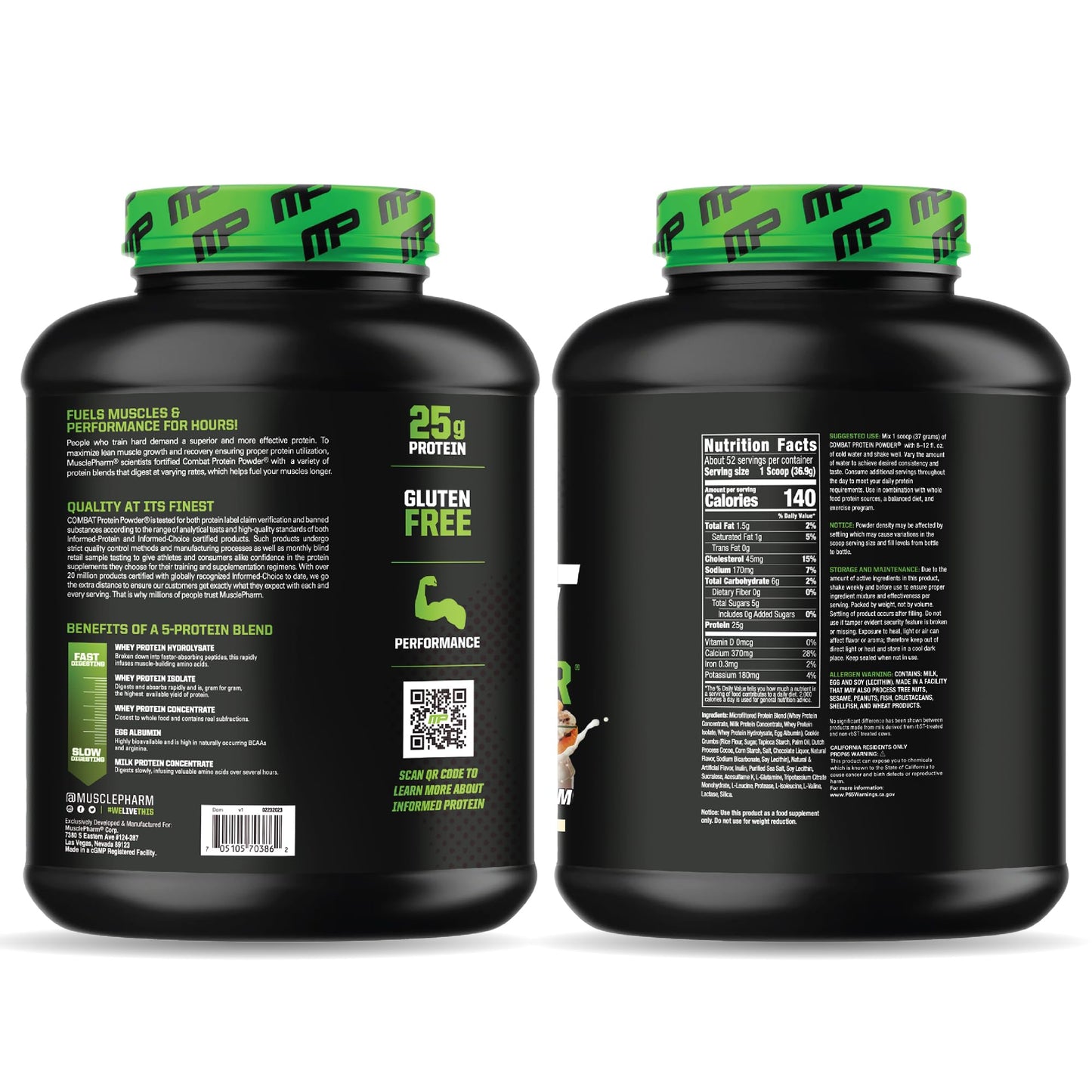 MusclePharm Combat Protein Powder, Chocolate Milk Flavor, Fuels Muscles for Productive Workouts, 5 Protein Sources including Whey Protein Isolate & Egg Albumin, Gluten Free, 4.2 lb, 52 Servings