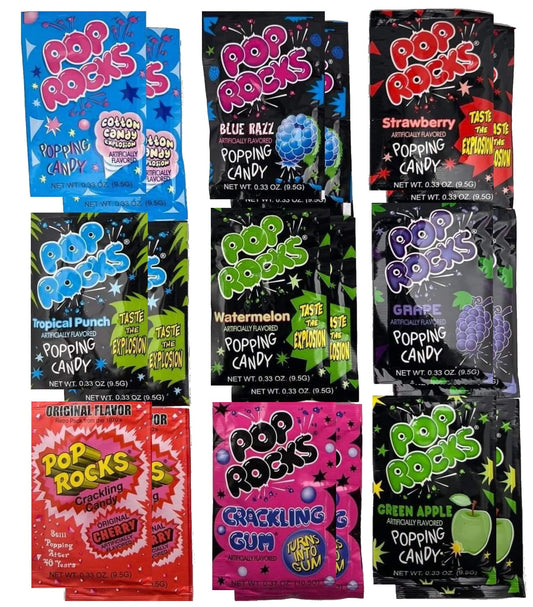 PopRocks Variety 18 Pack by Inspired Candy Set Includes Two Pouches Each of Nine Different Flavor