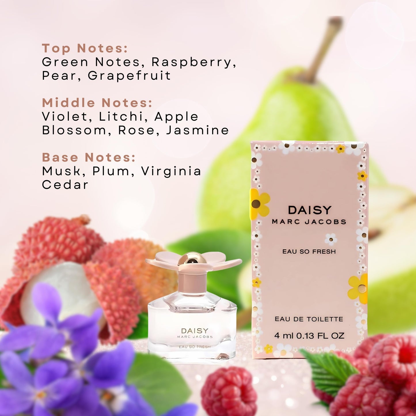 Marc Jacobs Daisy Eau so Fresh Perfume for Women EDT Mini Splash, 0.13 Ounce