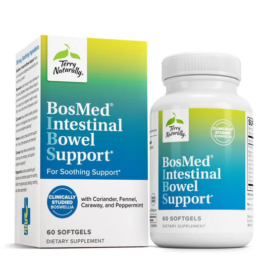 Terry Naturally BosMed Intestinal Bowel Support - Digestive & Intestinal Support Supplement - Gut & Bowel Health Supplement - with Coriander, Fennel, Carraway & Peppermint - 60 Softgels