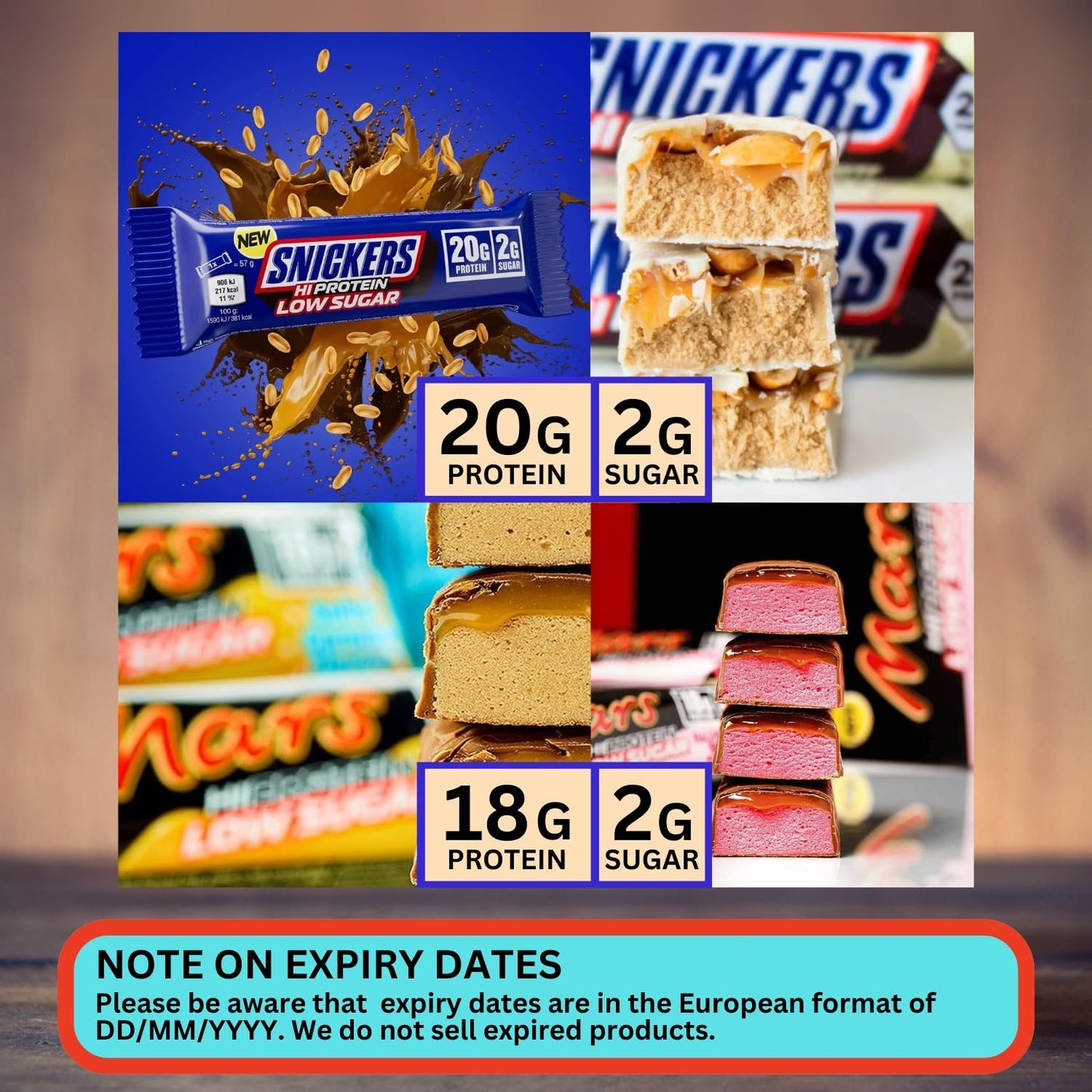 Snickers Mars MMs Hi Protein Bars Variety 12 Pack  Bundled with Masonara Mints  Snickers High Protein Bars and Others 1522g Protein per Bar  12 Bars 660g Total