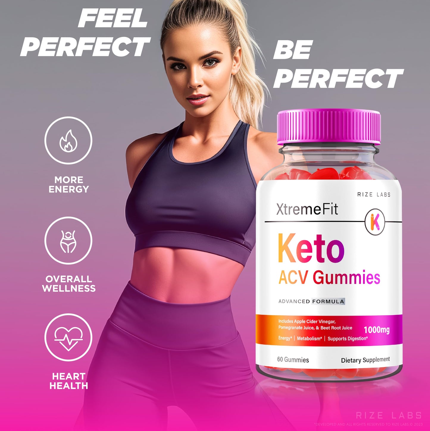 rize labs - Xtremefit Keto ACV Gummies for Advanced Weight Loss, Advanced Formula, Apple Cider Vinegar Supplement (120 Gummies)