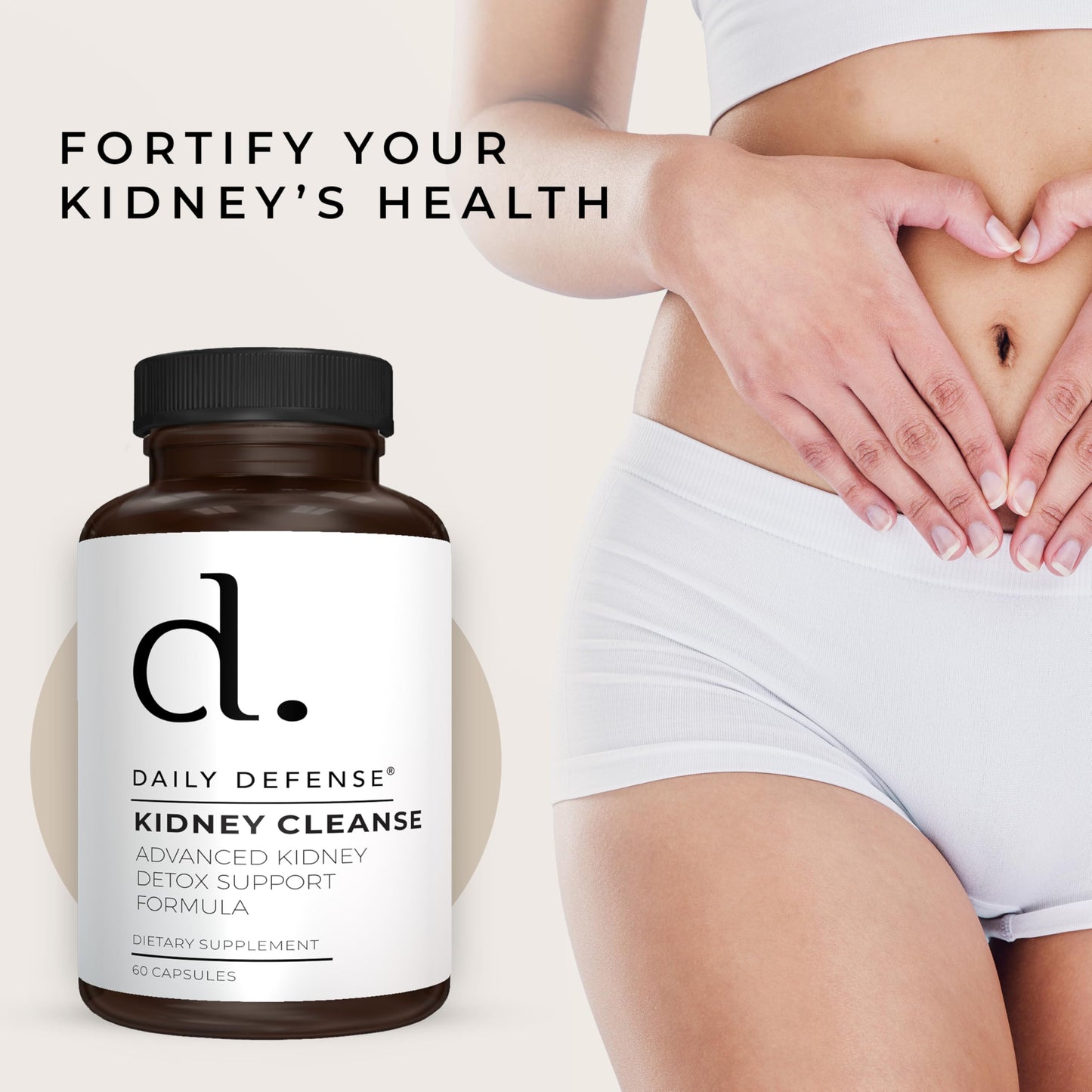 Daily Defense Kidney Support Supplement Kidney Cleanse & Detox Vitamins with Chanca Piedra, Astragalus Root, Cranberry Extract, Stinging Nettle Leaf, Horsetail Powder, Juniper Berry & More - 60 Caps