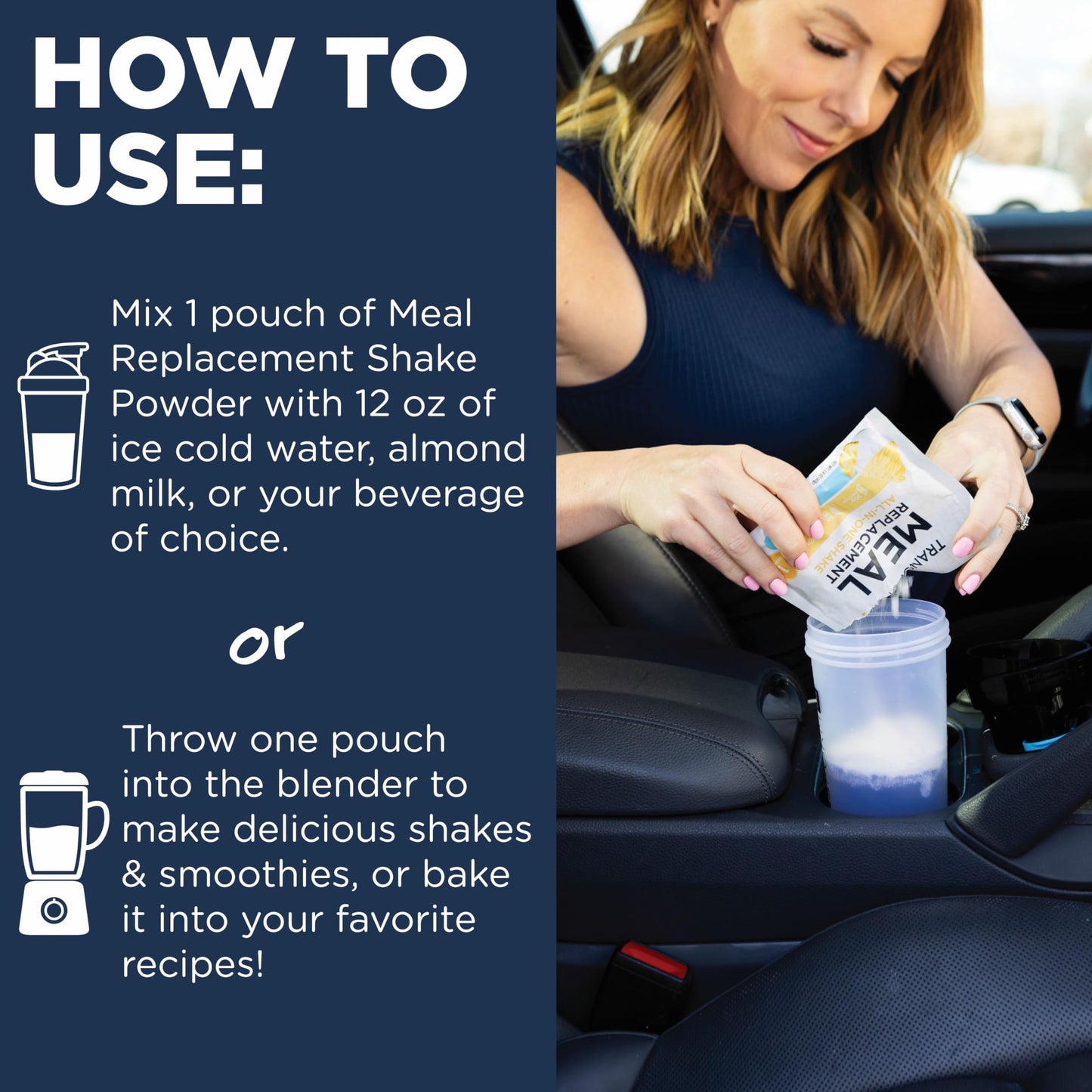 TransformHQ Meal Replacement Shake Variety Box With Shaker, 7 Single-Serving Shake Packs