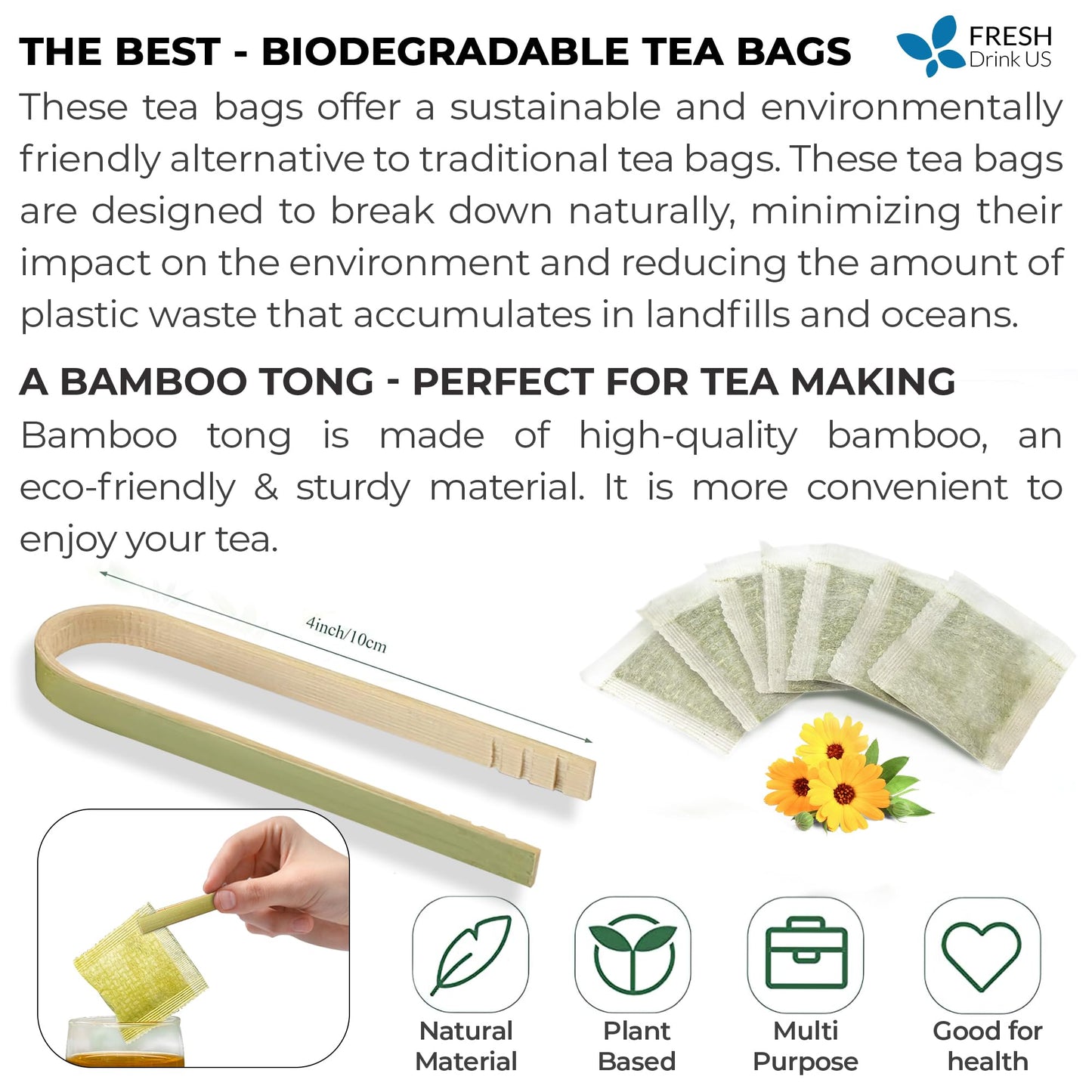 FreshDrinkUS Premium 45 Spearmint Tea Bags 100 Natural Spearmint Leaves Loose Leaf Spearmint Herbal Tea Spearmint Leaf Tea No Sugar No Caffeine No Gluten Vegan