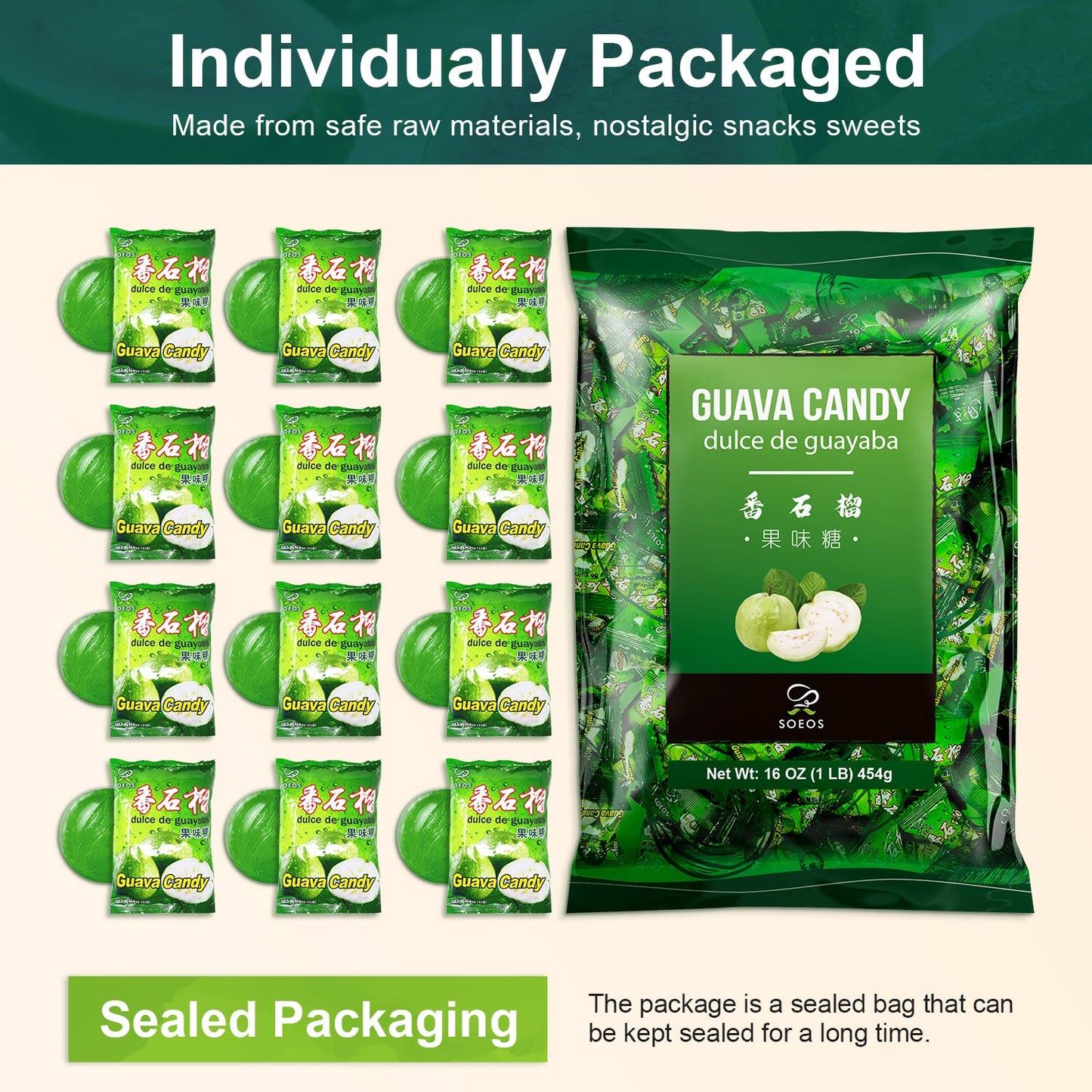 Soeos Guava Candy Classic Series Chinese Guava Hard Candy 32 oz Pack of 2
