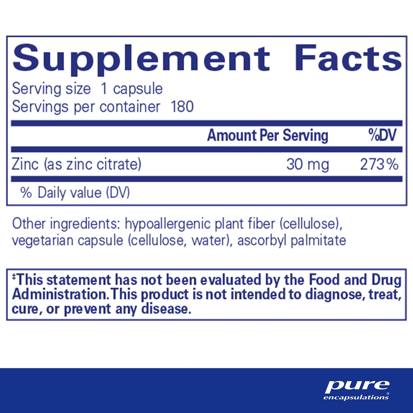 Pure Encapsulations Zinc (Citrate) - for Immune System, Tissue Development & Metabolism* - Mineral Supplement with Enzymes - Highly Absorbable Zinc - Vegan & Non-GMO - 180 Capsules