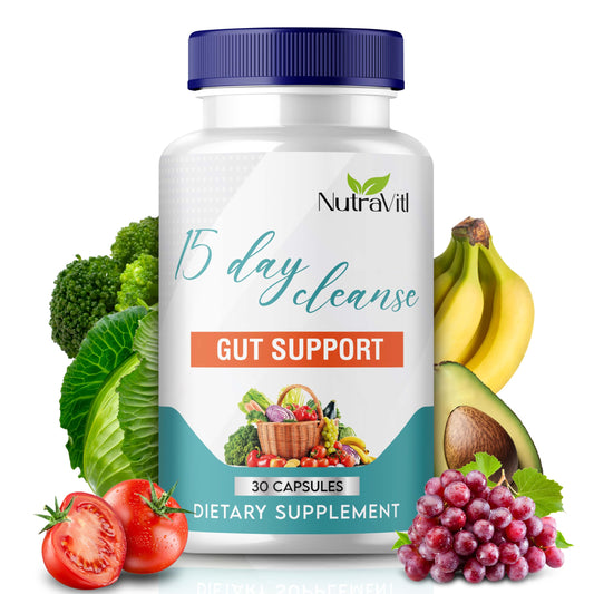 15 Day Gut Cleanse (30 Capsules) Advanced Detox Gut Support Formula with Senna, Cascara Sagrada & Psyllium Husk - Promotes Digestive Health & Regularity for Women and Men