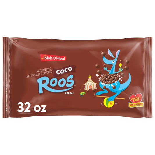 MaltOMeal Coco Roos Breakfast Cereal Crunchy Chocolate Puff Cereal Large Cereal for Family 32 OZ Resealable Cereal Bag